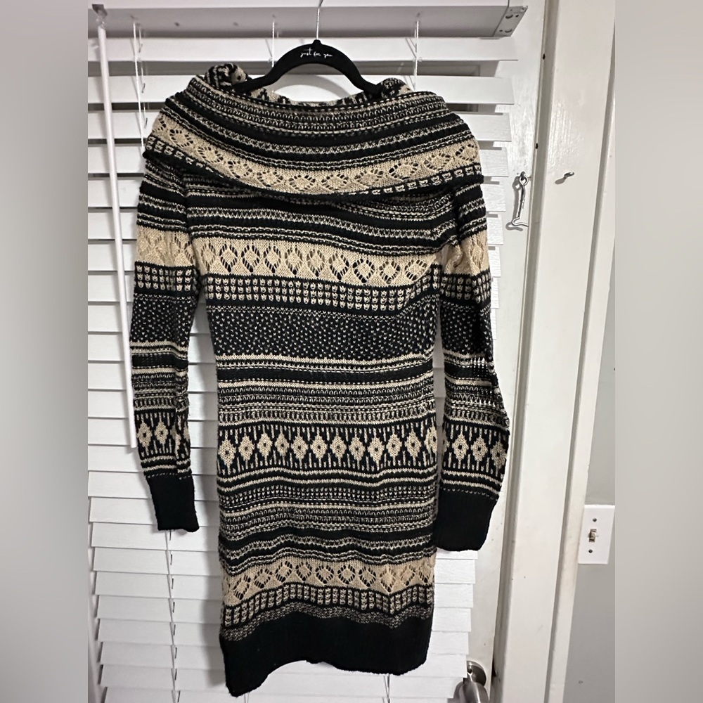 Maurices Black and Cream Patterned Knit Dress